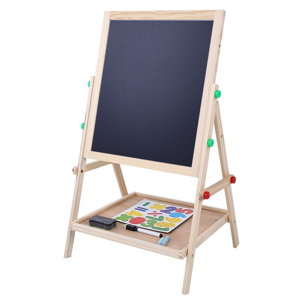 2 in 1 Doppelseitiges Zeichenbrett aus Holz für Baby, Kinder und Kinder, stehend