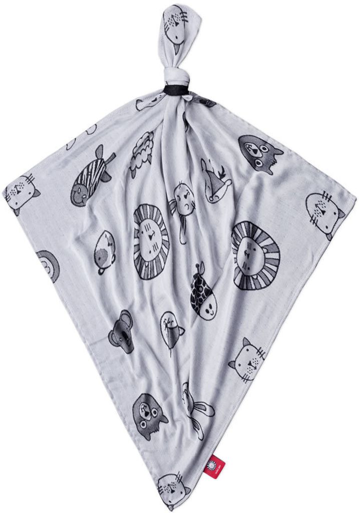 bamboo-line Muslin Pflegetuch 30x30 cm Muster Tiergesichter silbergrau