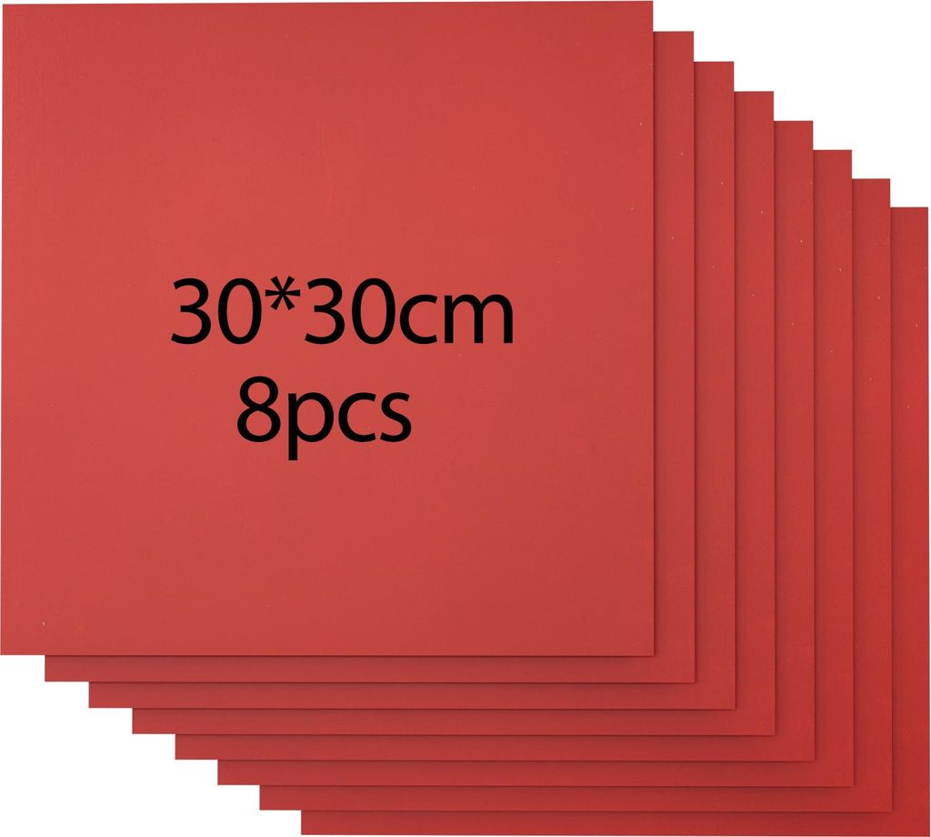 8 Stück 3mm Rotes Sperrholz 30x30cm – Lackfrei, Farbenfroh für Modellbau, Lasergravur & Laserschneiden