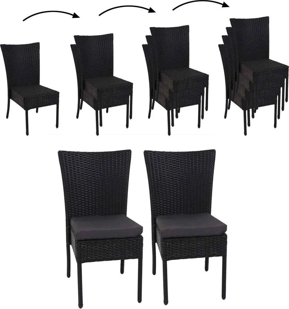 Chaise de jardin empilable en résine tressée HWC-G19 lot de 2 pièces