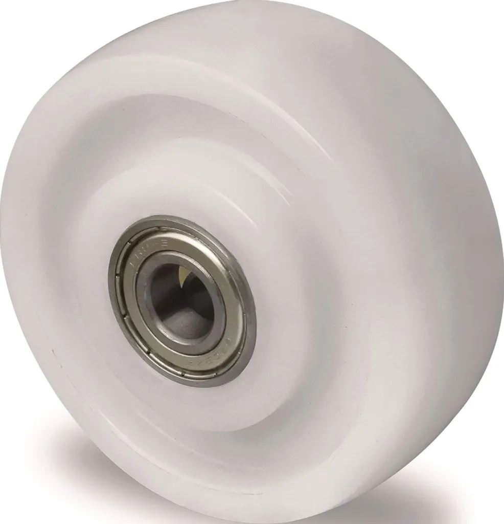 Roue forte charge 700 kg en polyamide blanc 125 mm moyeu 45/47 mm