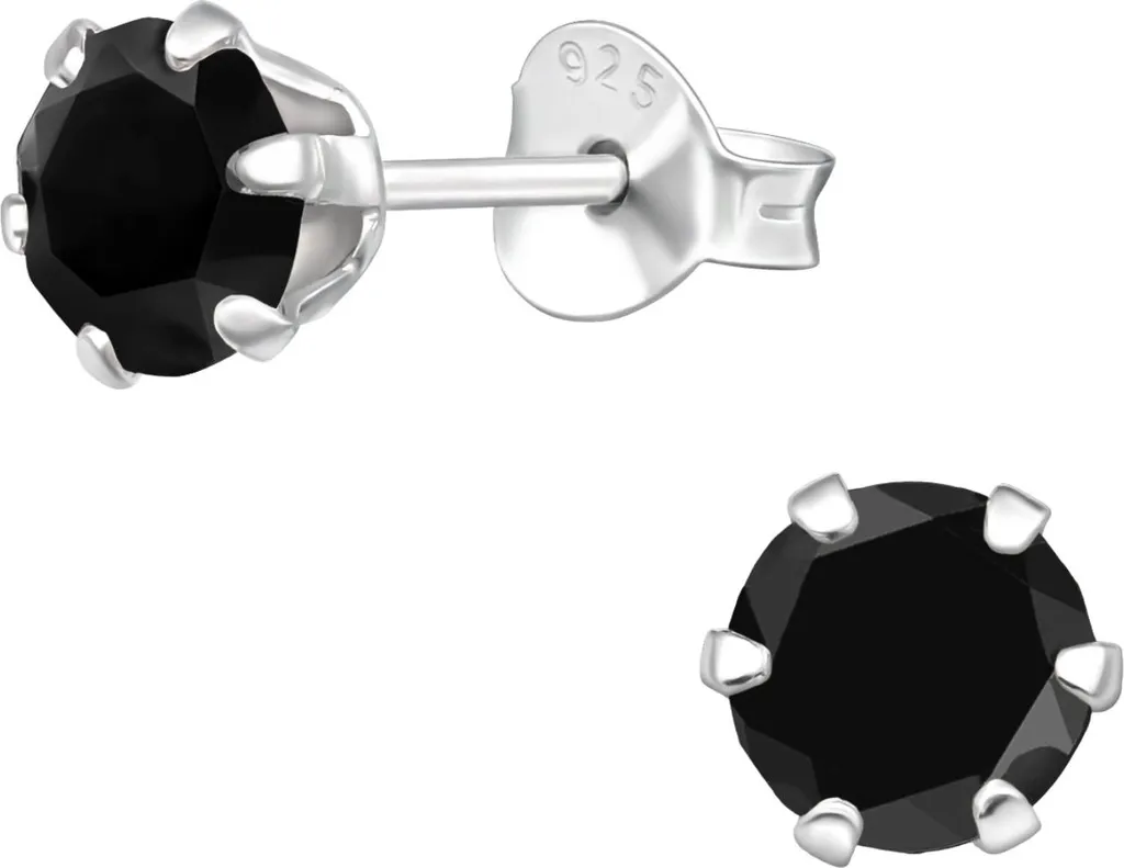Amberta Orecchini a Lobo Piccoli in Argento Sterling 925 Rodiato e Cristalli di Lumini 5 mm - Coppia di Orecchini Blu Rotondi per Donna - Paio di Orecchini a Perno Brillanti con