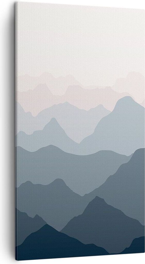 Bild auf Leinwand - Leinwandbild - Einteilig - Berge Grafiken Buntstift - 45x80cm - Wand Bild - Wanddeko - Wandbilder - Leinwanddruck - Bilder - Wa...