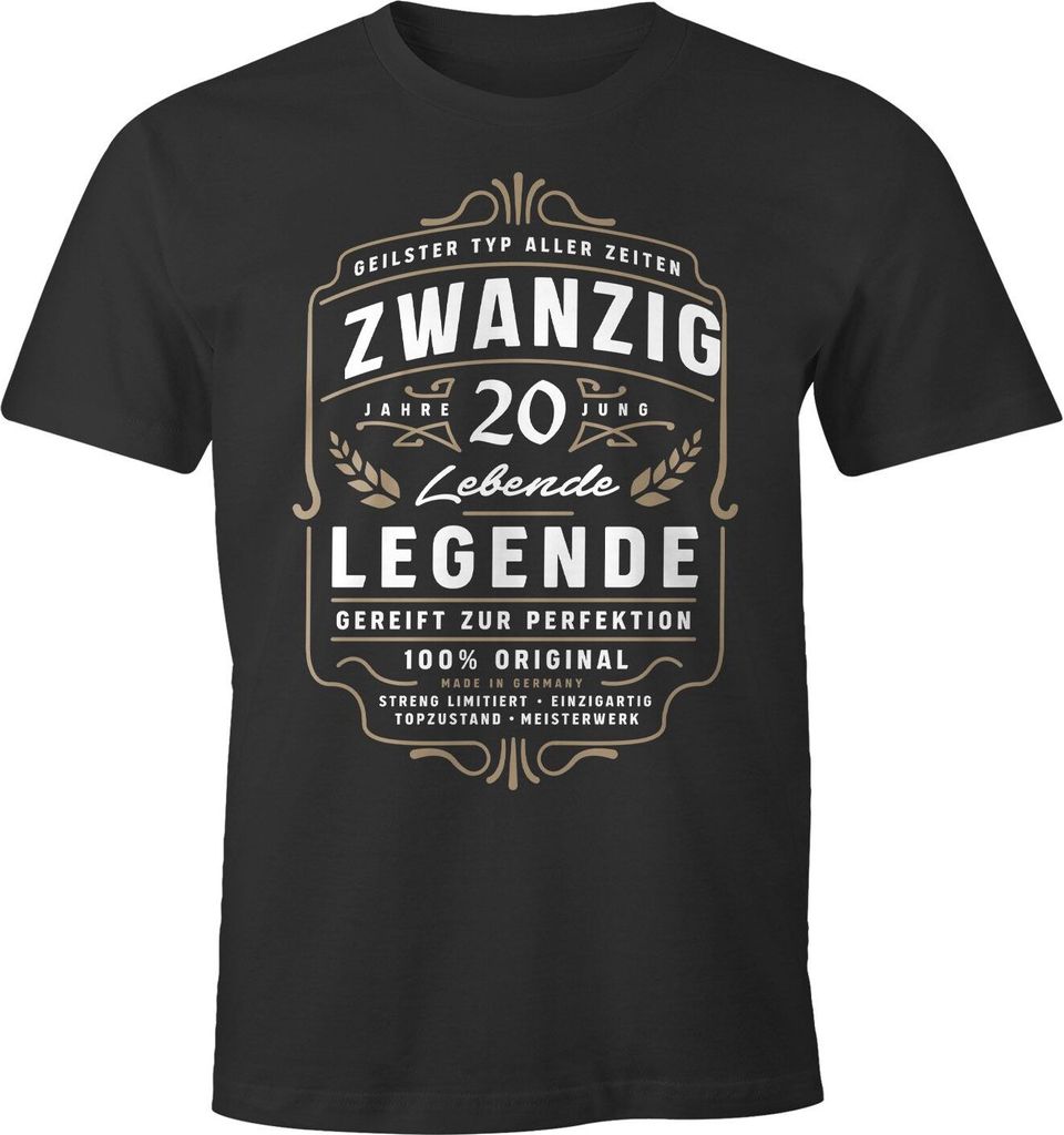 Herren T-Shirt Lebende Legende Alter 18 - 90 Geburtstag Geschenk für Männer MoonWorks Zwanzig anthrazit 4XL
