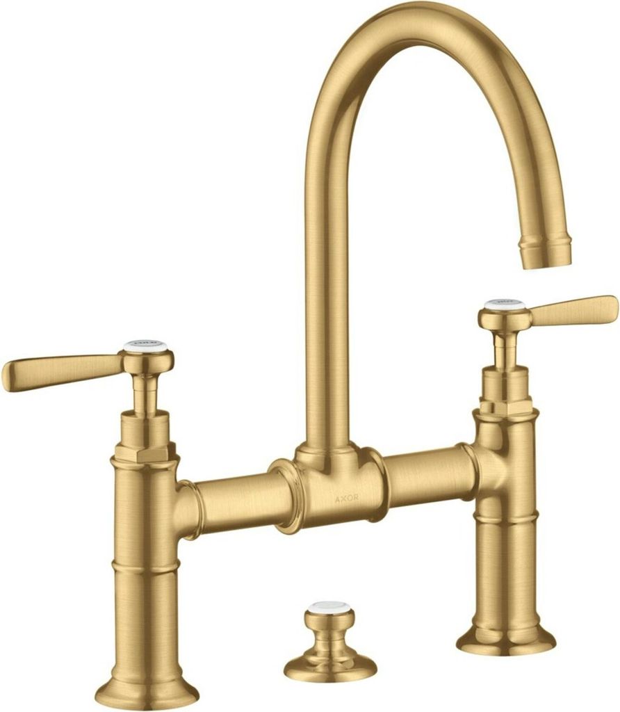 hansgrohe AXOR Montreux 2-Griff-Waschtischarmatur 220, Zugstangen-Ablaufgarnitur, Hebelgriffe, Ausladung 175mm, 16511250