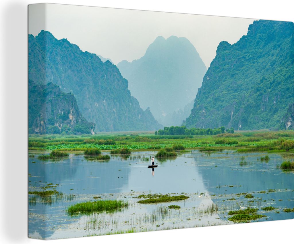 OneMillionCanvasses - Leinwandbilder - 140x90 cm, Wasser - Gras - Vietnam, Wandbilder Kunstdruck Wanddekoration - Foto auf Leinwand - Gemälde au...