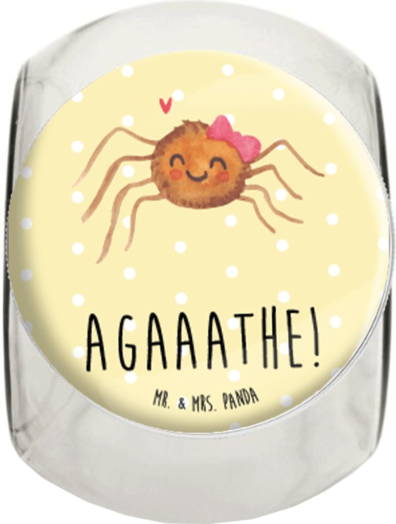 Mr. & Mrs. Panda Bonboniere Spinne Agathe Freude L 870ml - Gelb Pastell - Geschenk, Trend, Süßigkeiten Glas, Viral, Teedose, Frischhaltedose, Vir...