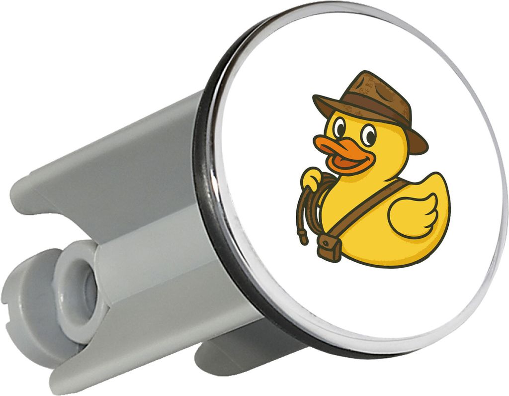 Huuraa Waschbeckenstöpsel Quietscheente Abenteurer Gummiente Entdecker 4cm höhenverstellbar Abflussstopfen Geschenkidee