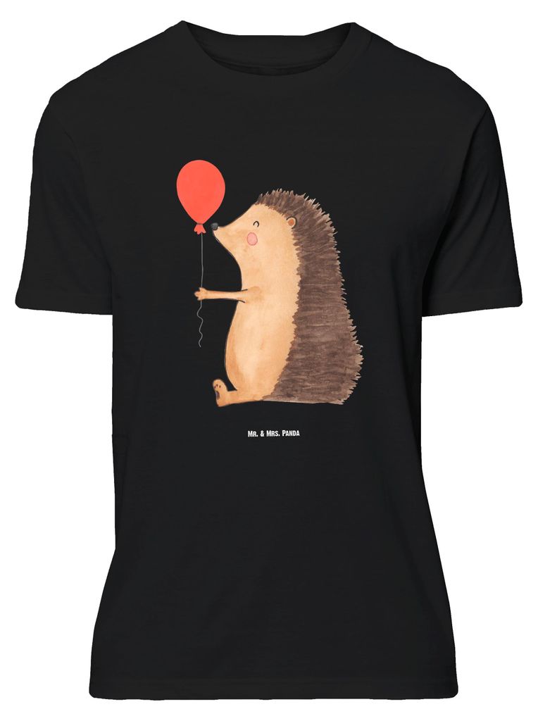Mr. & Mrs. Panda Größe M T-Shirt Igel Luftballon - Schwarz - Geschenk, Ballon, Herzlichen Glückwunsch, Shirt, Herren, Happy Birthday, Lustige Sp...