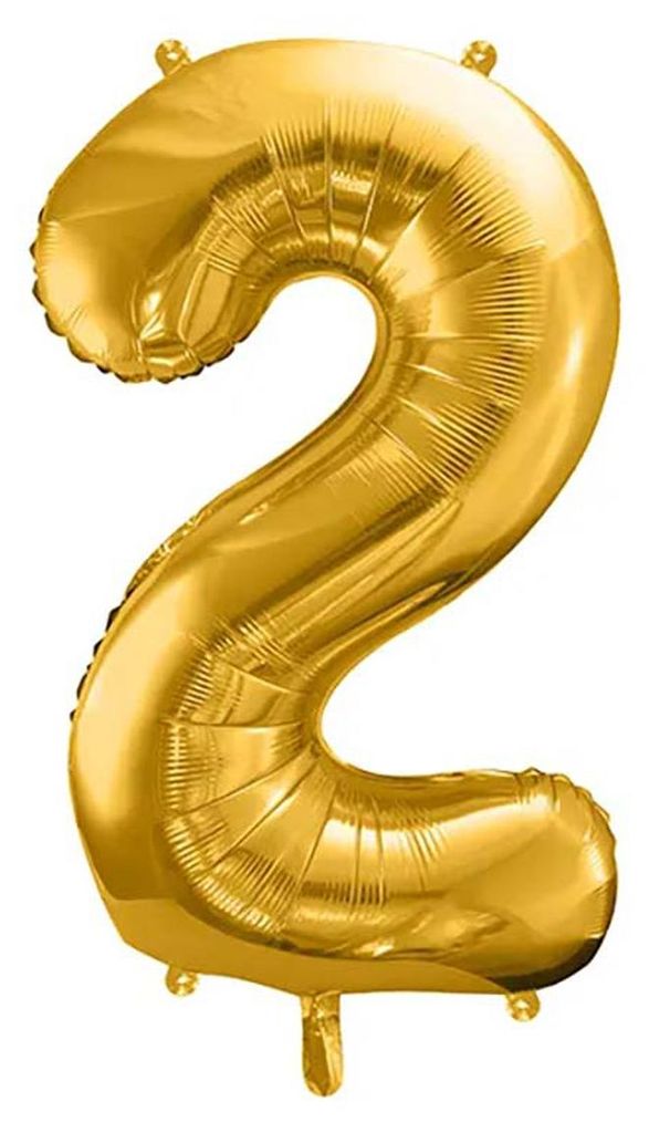 Folienballon Zahl "2", gold, 86cm, 1 Stk. Produktbild 