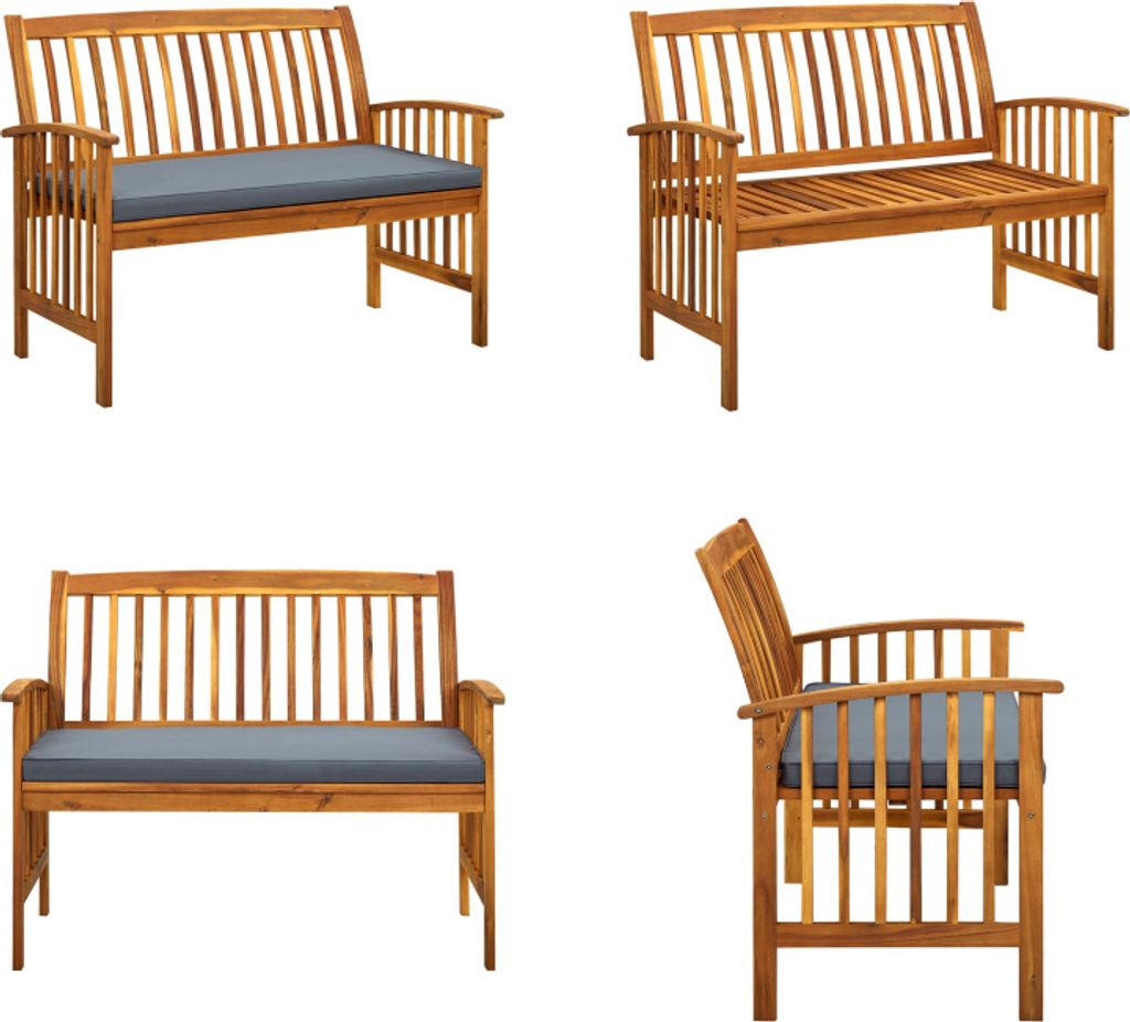 vidaXL Panca da giardino con cuscini 119 cm in legno Immagine del prodotto 