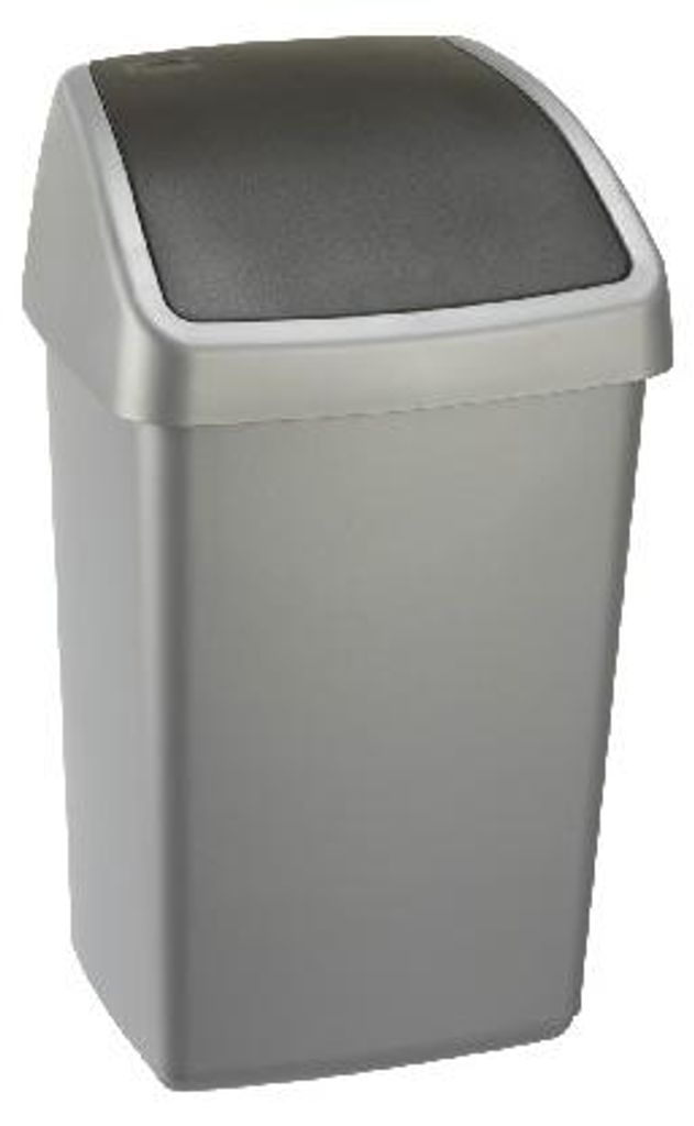 Sunware Delta Abfalleimer mit Schwingdeckel, Metallic-Schwarz, 25 Liter