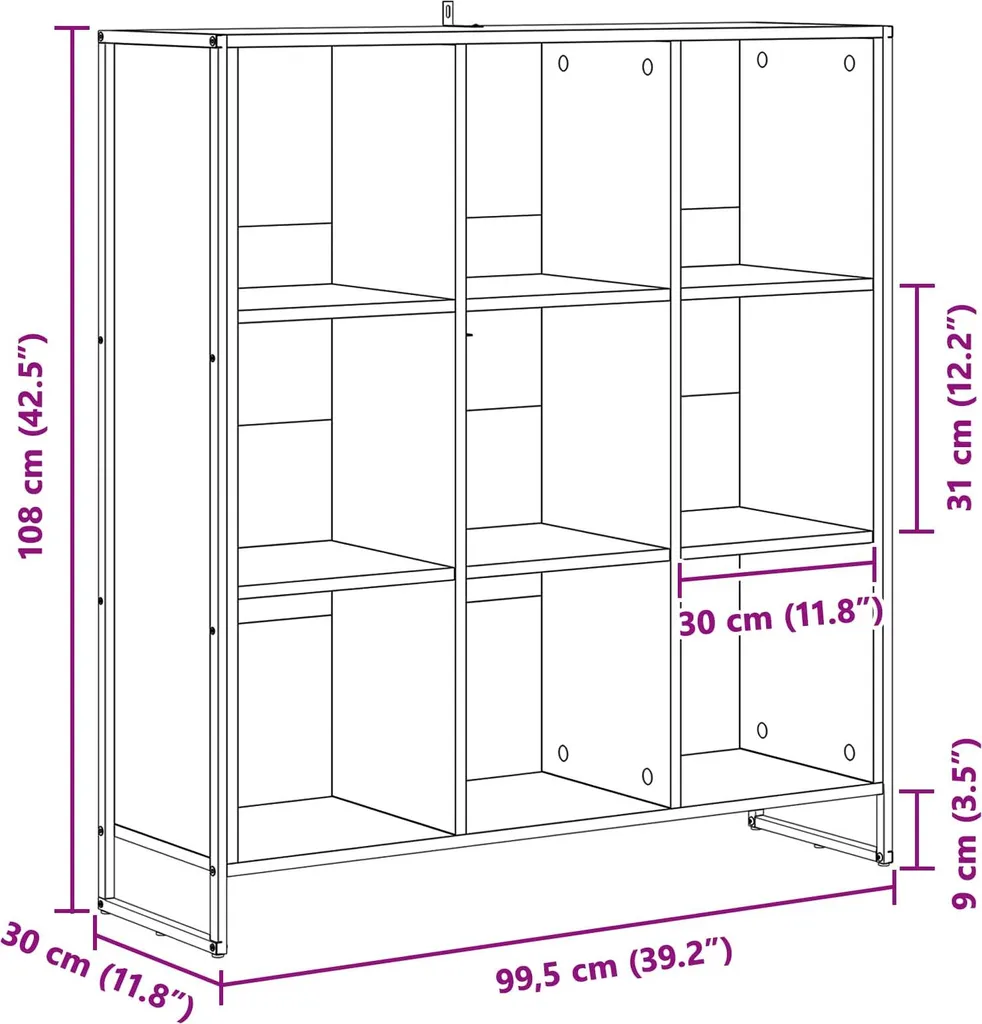 Mobile Libreria Legno Naturale Recuperato 108cm - Scaffale Multiuso - 11