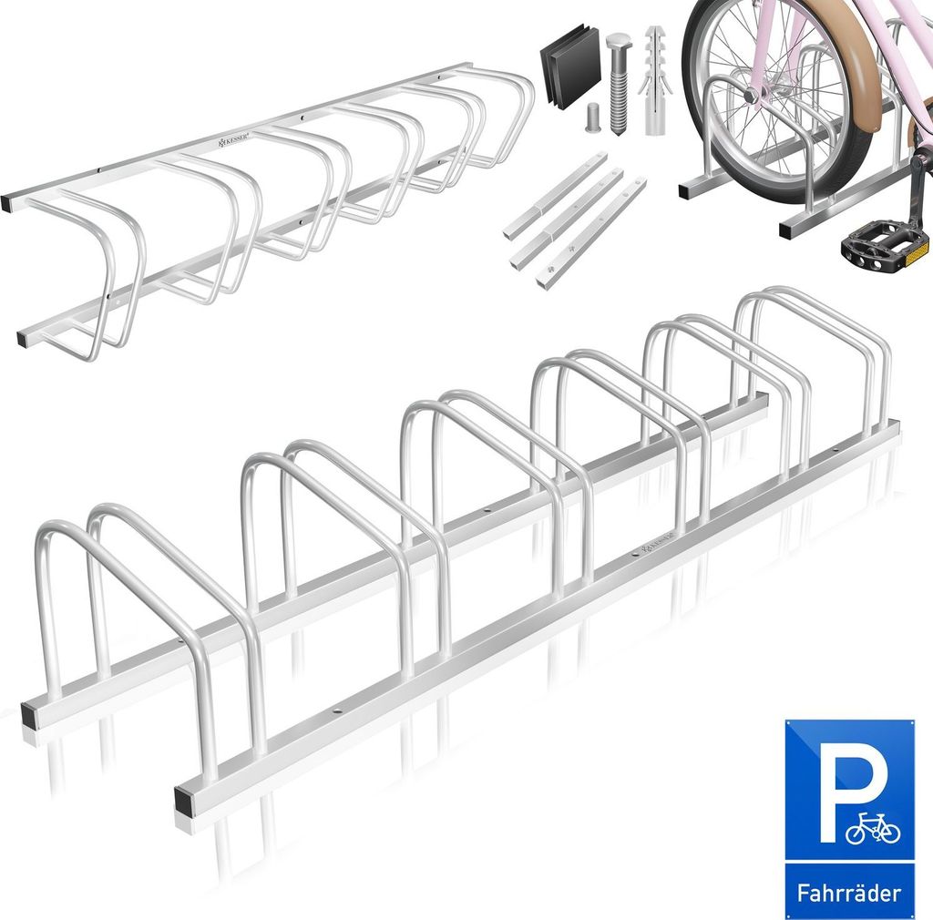 KESSER Fahrradständer inkl. Parkschild | Mehrfachständer mit 37cm Radabstand für 30-65mm Reifenbreite | Fahrradhalter Aufstellständer für Bo...