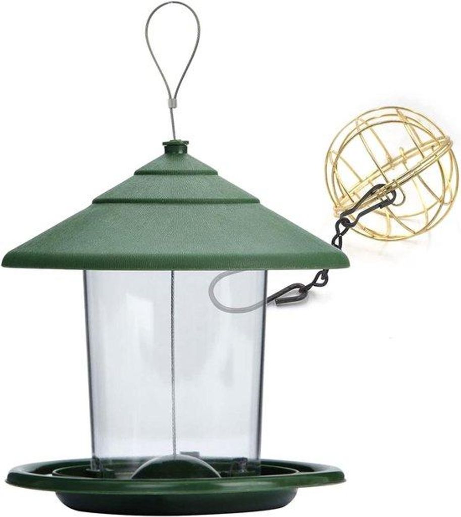 Wildvogelfutter - Vogelvoeder für Säugetiere - Säulenfutterhalter - Mischung aus Sonnenblumenkernen, Erdnüssen und Nüssen - Vogeltränkebehälter