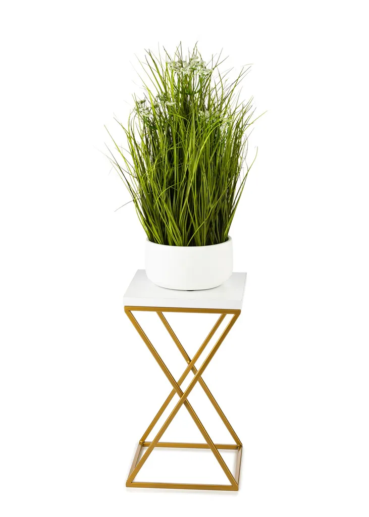 Support de fleur moderne pour salon et bureau - Socle plante blanc 40cm