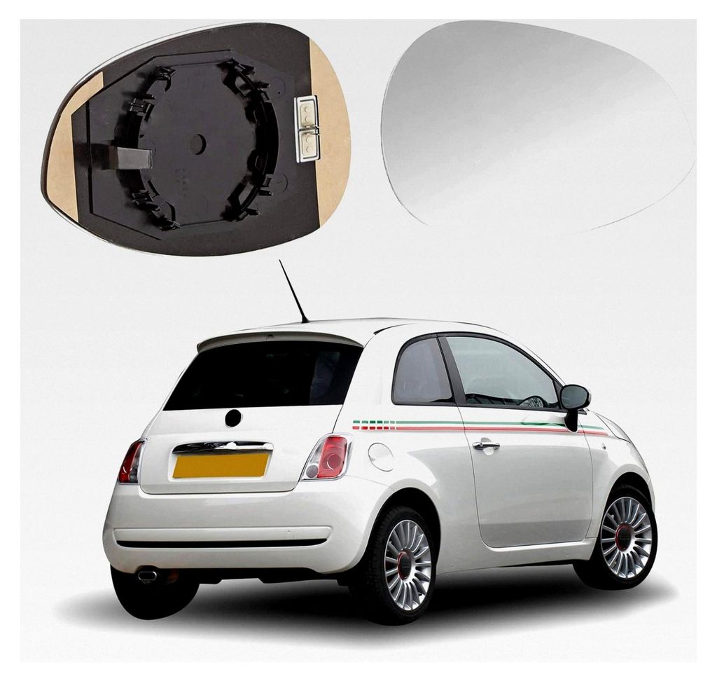 Ersatz Spiegelglas für FIAT 500 Hatchback/500 C, Außenspiegel Glas asphärisch für FIAT Punto Grande Punto/EVO, verstellbar, geeignet für Rück...