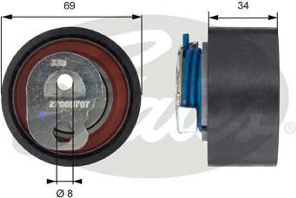 Tendeur automatique Gates T43163 robuste pour courroie OE 504010846