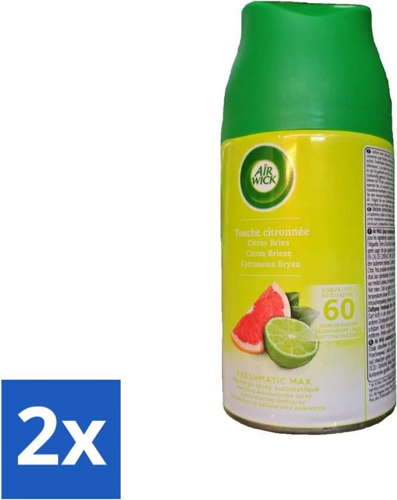 Air Wick - Lufterfrischer Nachfüller - Citrus Breeze - Automatisches Spray - 250 ml - Vorteilspack - 2 Stücke