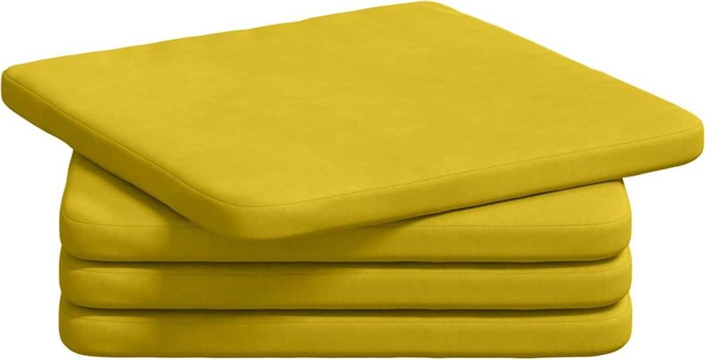 vidaXL Sitzkissen 4 pcs Gelb 40 x 40 x 3 cm Samt