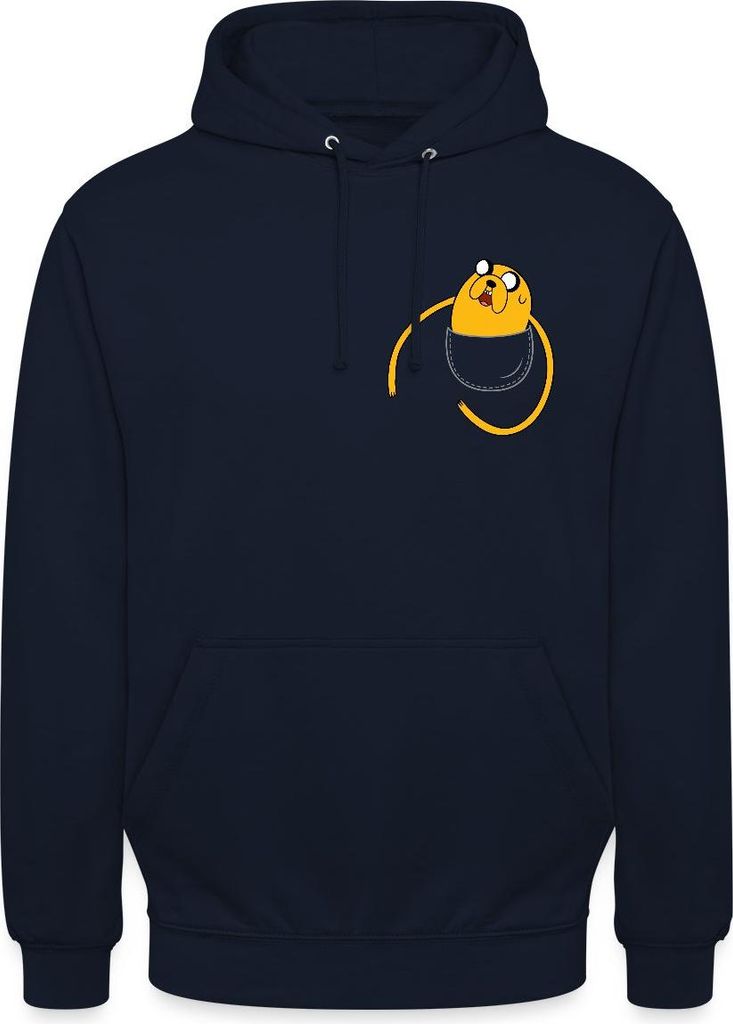 Spreadshirt Adventure Time Mit Finn Und Jake Brusttasche Uni Hoodie, XL, Navy