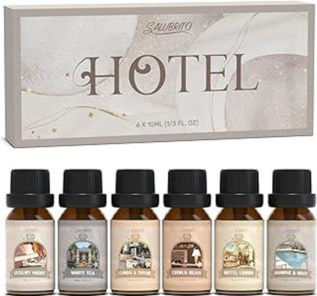 SALUBRITO Hotel Ätherische Öle Set, Luxus Aromatherapie Duftöl für Diffuser, Kerzenherstellung, Luxusnacht, Weißer Tee, Zitrone und Thymian, C...