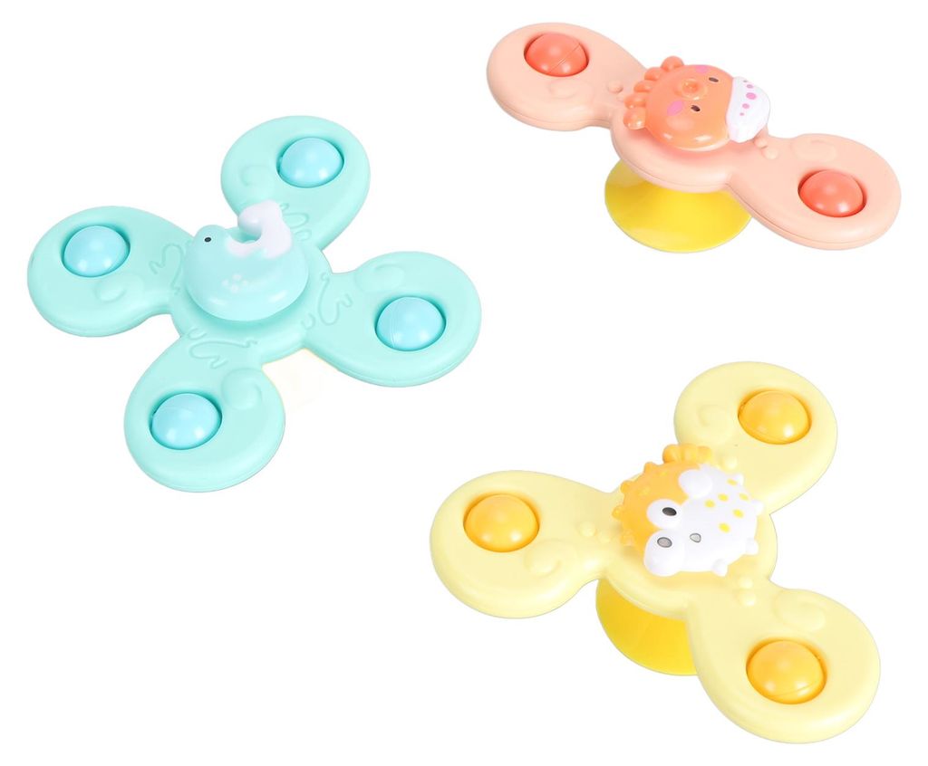3PCS Saugnapf Rotierende Spielzeug Cartoon Tiere Sucker Infant Bad Spielzeug Set für Baby Sensorische Training Tägliche Unterhaltung