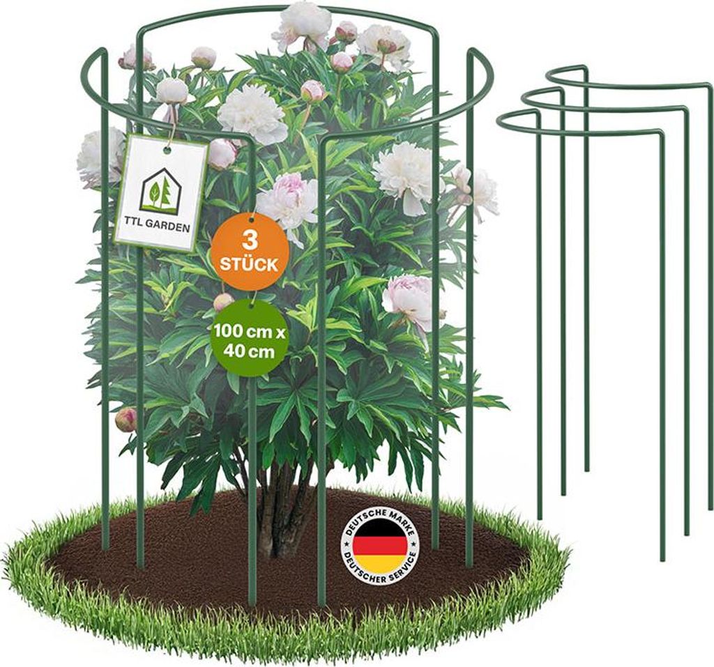 TTL GARDEN Strauchstützen 100×40 cm 3er Set – Produktbild 