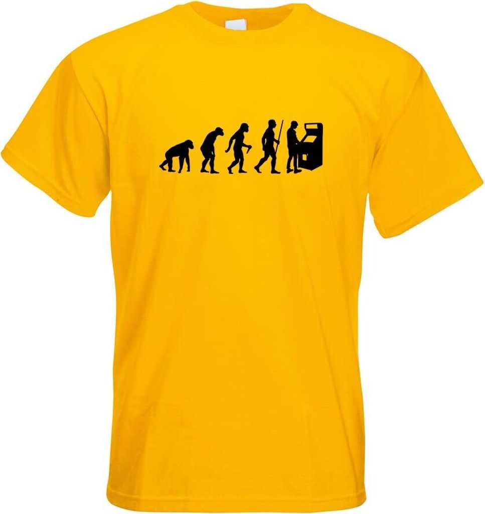Kiwistar - T-Shirt - gelb - Spielautomat Evolution Motiv Bedruckt Funshirt Design Print - mit Motiv Bedruckt - Funshirt Design - Sport - Freizeit -...