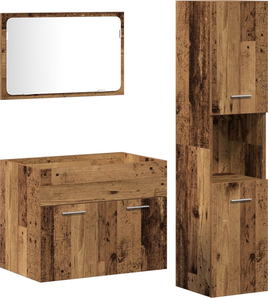 Möbel 3-teiliges Badezimmermöbel Set Altes Holz - Badezimmer 3332495