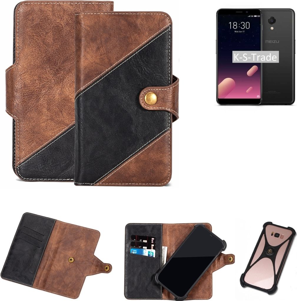 K-S-Trade Handy Hülle Schutz Hülle Schutzhülle Bookstyle Case kompatibel mit Meizu M6S Handy Cover Hülle Schutztasche 1x