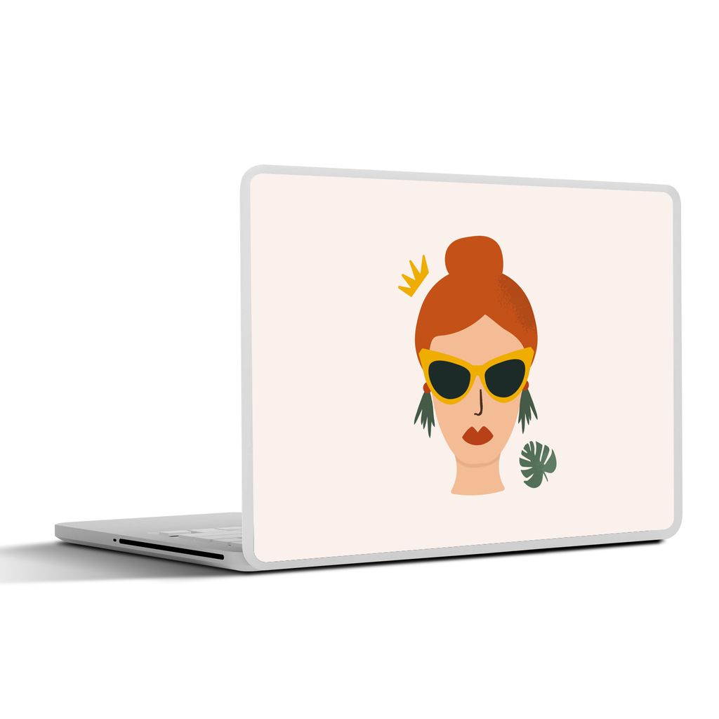 MuchoWow Laptop Aufkleber Sticker Cover Frau - Monstera - Krone - Porträt 30x21 cm - Sticker für Laptop - Selbstklebend