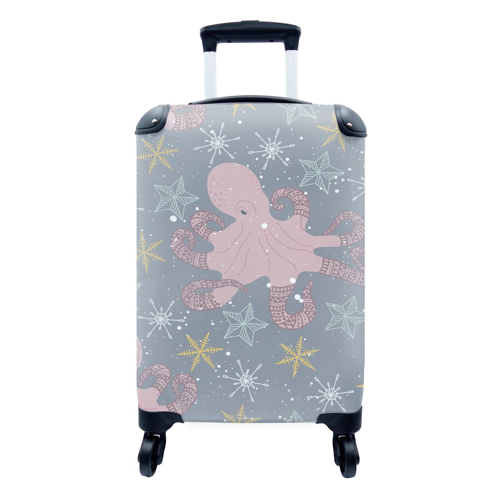 MuchoWow Koffer Handgepäck Trolley Rollkoffer Kleine Reisekoffer mit 4 Rollen - Socken - Oktopus - Schnittmuster - Cabin Size < 55x40x23 cm & 55...