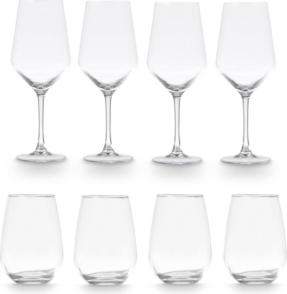 Gläser und Weingläser, 8er-Set