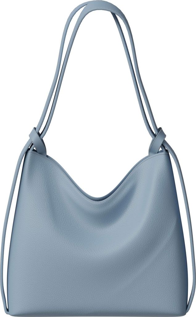 Damen Shopper Tasche groß Hobo Bag – vegane Leder Schultertasche mit Rucksackfunktion L. Blue