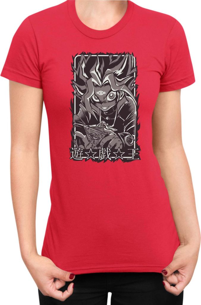 Damen T-Shirt Japan Manga Anime Comics Yu Gi 027, Lady 2XL / Rot