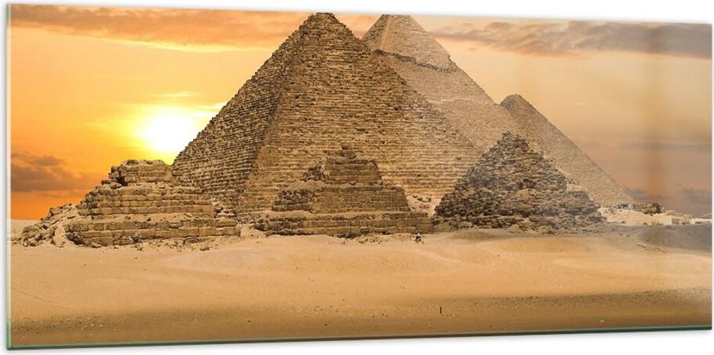 Bilder auf glas - Pyramide ägypten wüste - 120x50cm - Glasbilder - Wandbilder - Kunstdruck - zum Aufhängen bereit - Wanddekoration aus Glas - Gl...
