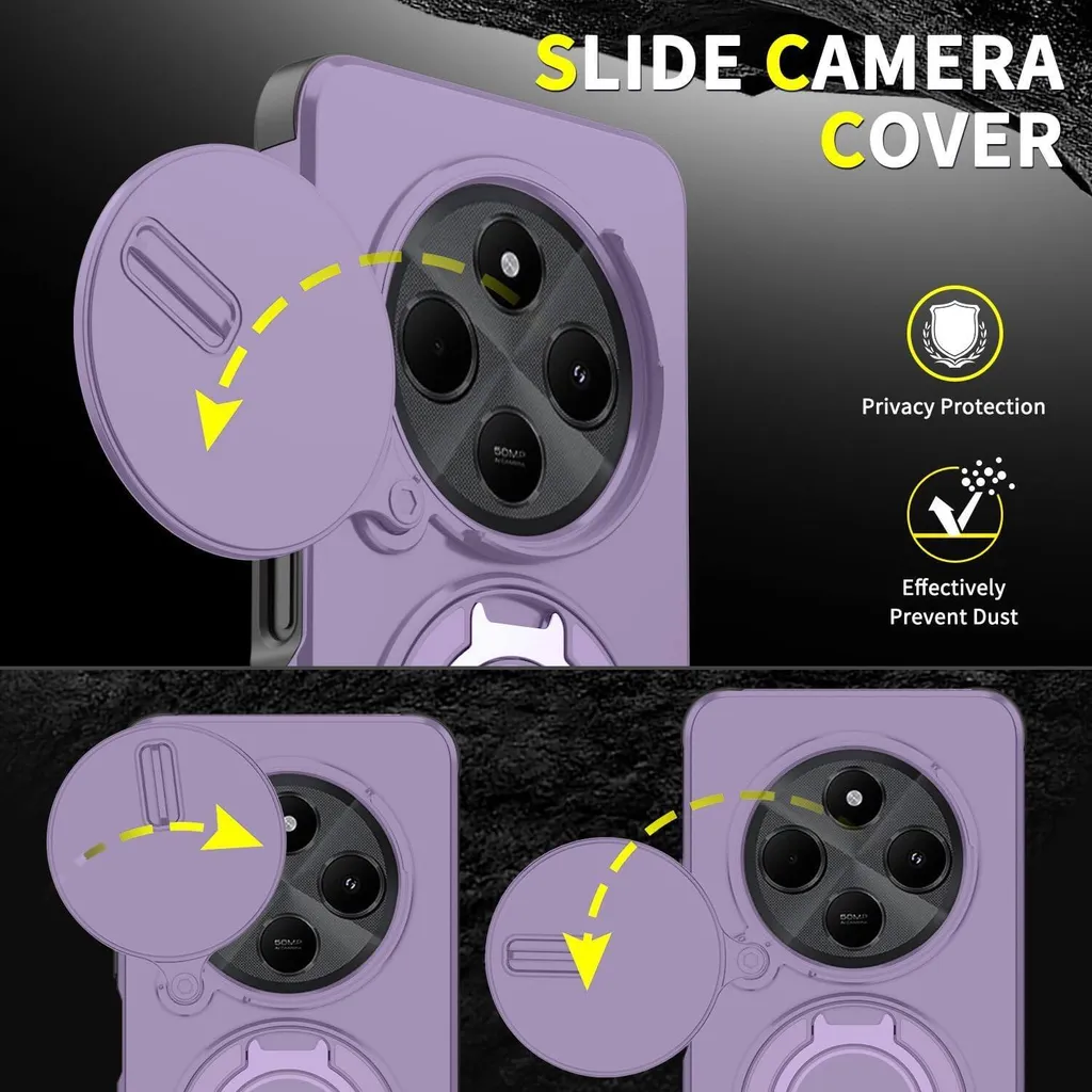 Cover Rugged Xiaomi Redmi 14C / Poco C75 Viola con Slide Camera 360 - 2