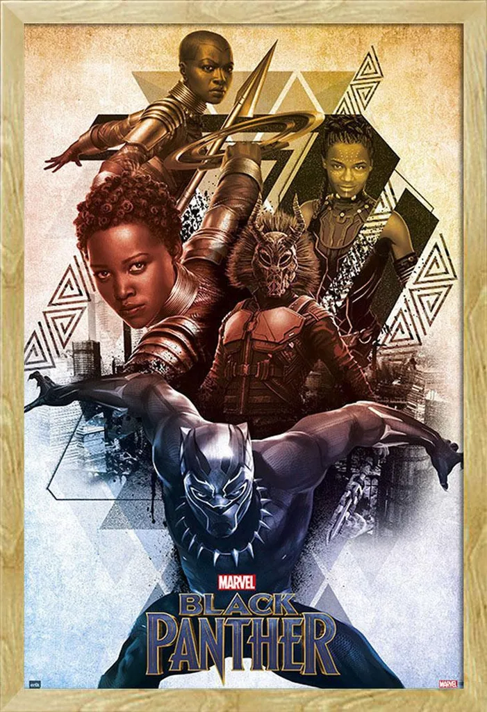 Poster Black Panther avec cadre Shinsuke Maxi MDF hêtre et vitre acrylique