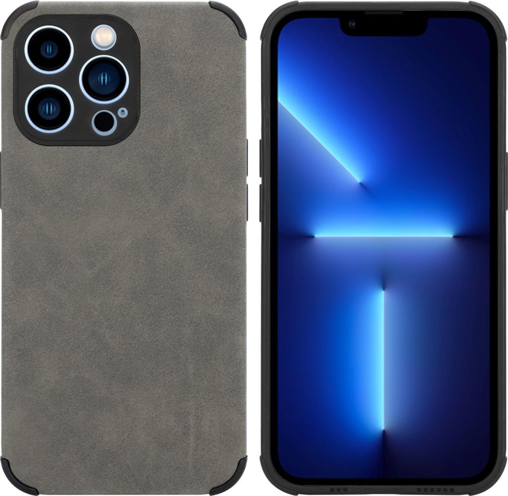 Cadorabo Hülle für Apple iPhone 13 PRO Schutz Hülle in Grau TPU Silikon Etui edle Kunst-Wildleder Rückseite