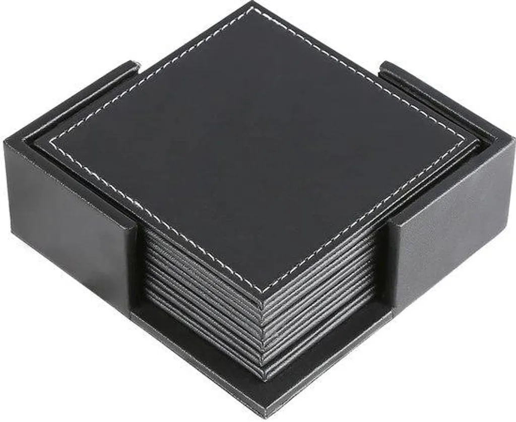 Sous-verres noirs mats Learning lot de 6 avec support métal robuste