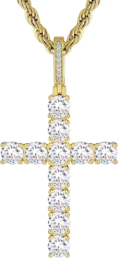 Pendentif Croix Moissanite Homme : Bijou de Luxe pour Soirée et Cadeau