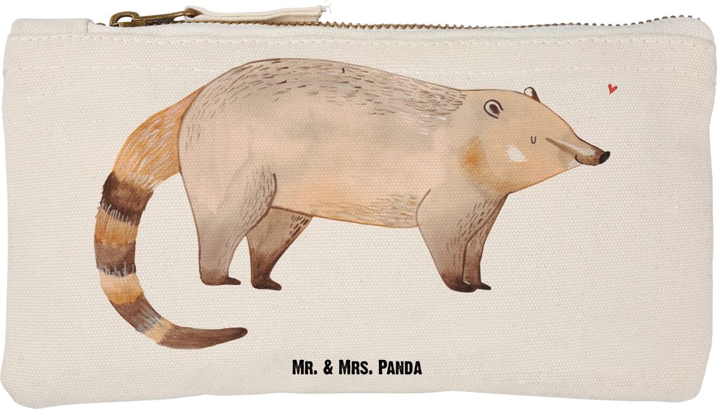 Mr. & Mrs. Panda Federmappe Nasenbaer Größe S Klein - Weiß - Geschenk, toiletry bag, Lustige Sprüche, kosmetiktäschchen, Rüsselbär, Bär, Sc...
