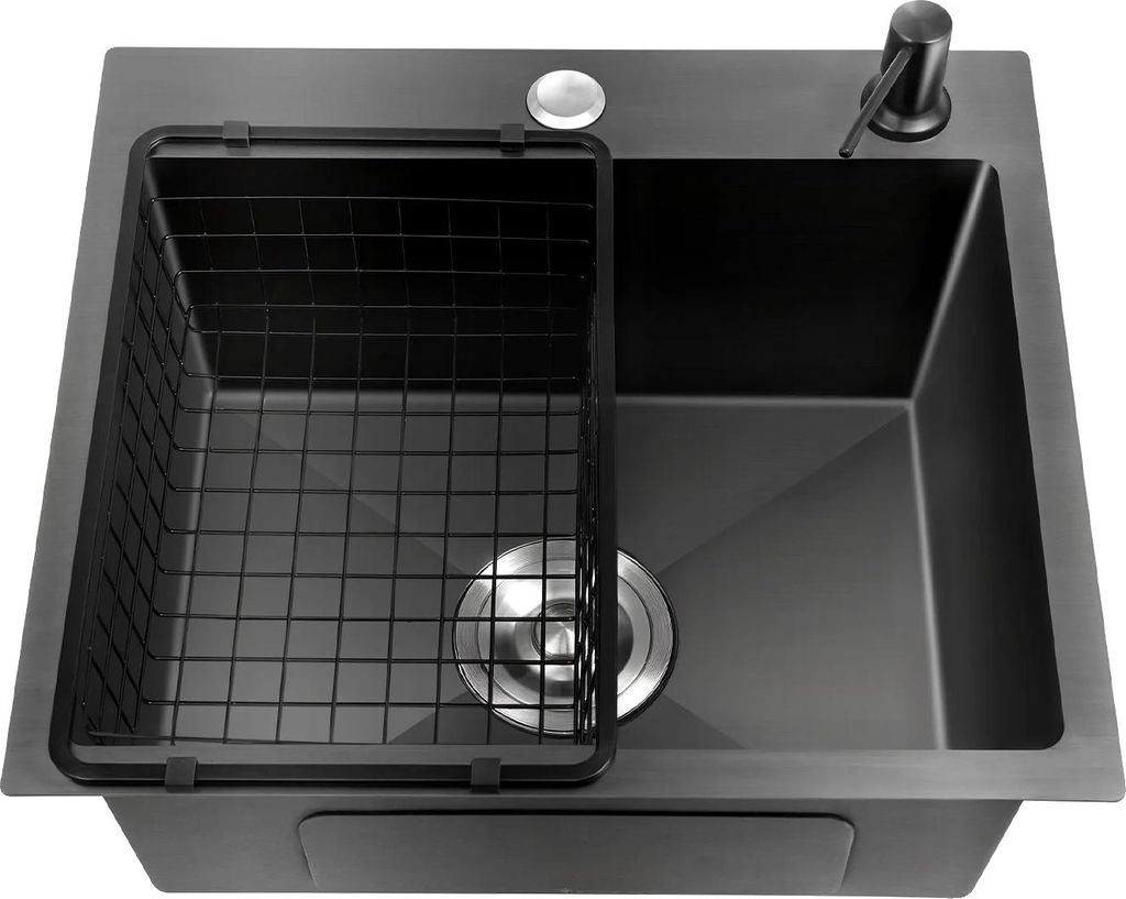 Edelstahlspüle, geräumige Einzelbecken, benutzerfreundliches Design, schwarz