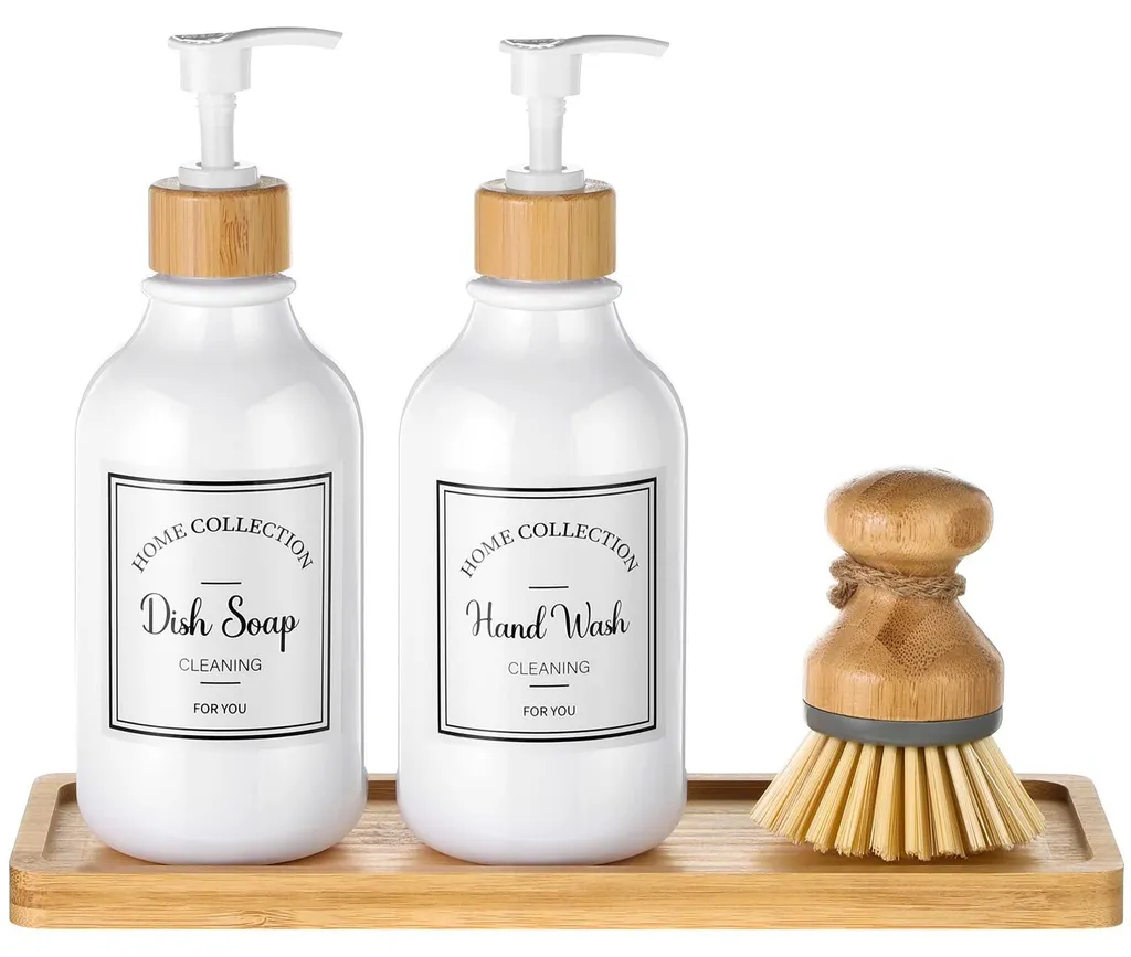 Distributeur de Savon Anti-Glace et Porte-savon Blanc pour Cuisine Propre