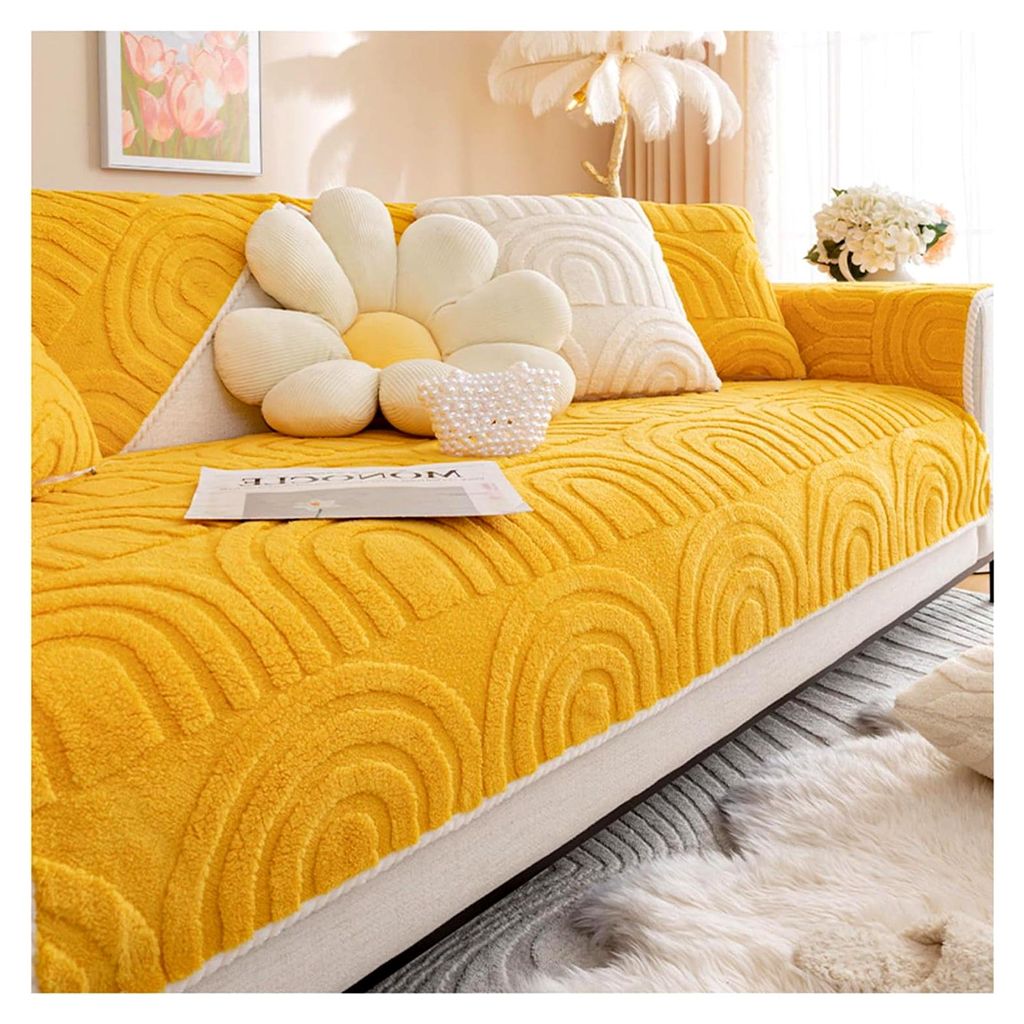 Sofadecken für Sitzflächen, Korallenvlies Sofabezug, Plüsch Sofaschoner, rutschfester Sofaüberzug für 1, 2, 3 und 4-Sitzer, Haustierschutzdeck...