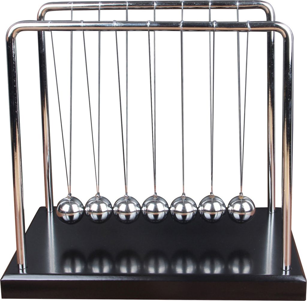 Newton Cradle Pendeldekoration mit 7 Balancebällen, schwarzer Basis, Spaß, Wissenschaft, Physik, Lernen, pädagogisches Spielzeug, Büro, Zuhause...