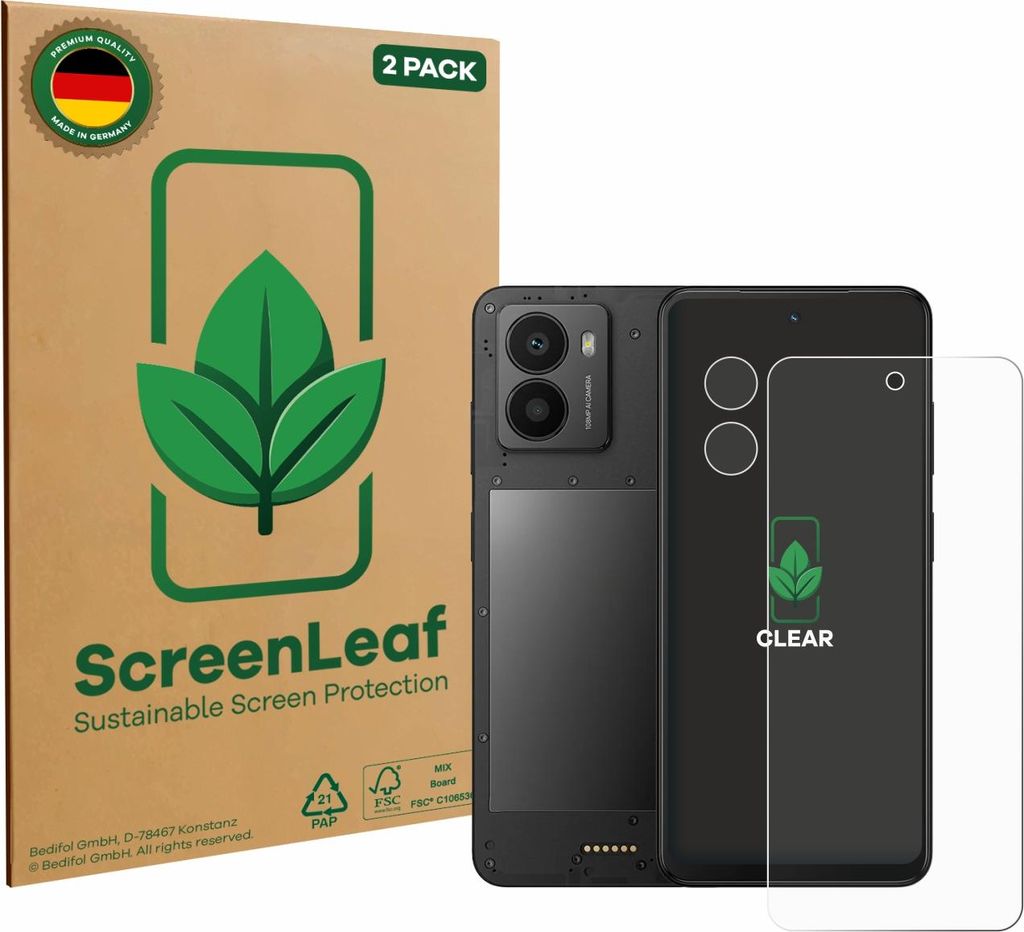 2x ScreenLeaf Schutzfolie für Xplora HMD Fusion X1 (Display+Kamera) nachhaltiger Displayschutz Display Schutz Folie Klar Transparent