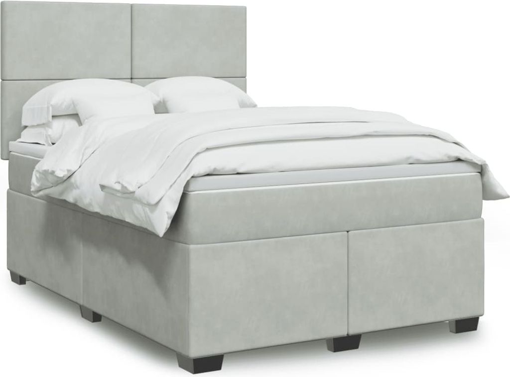 Maison Exclusive - Boxspringbett mit Matratze Hellgrau 140x190 cm Samt