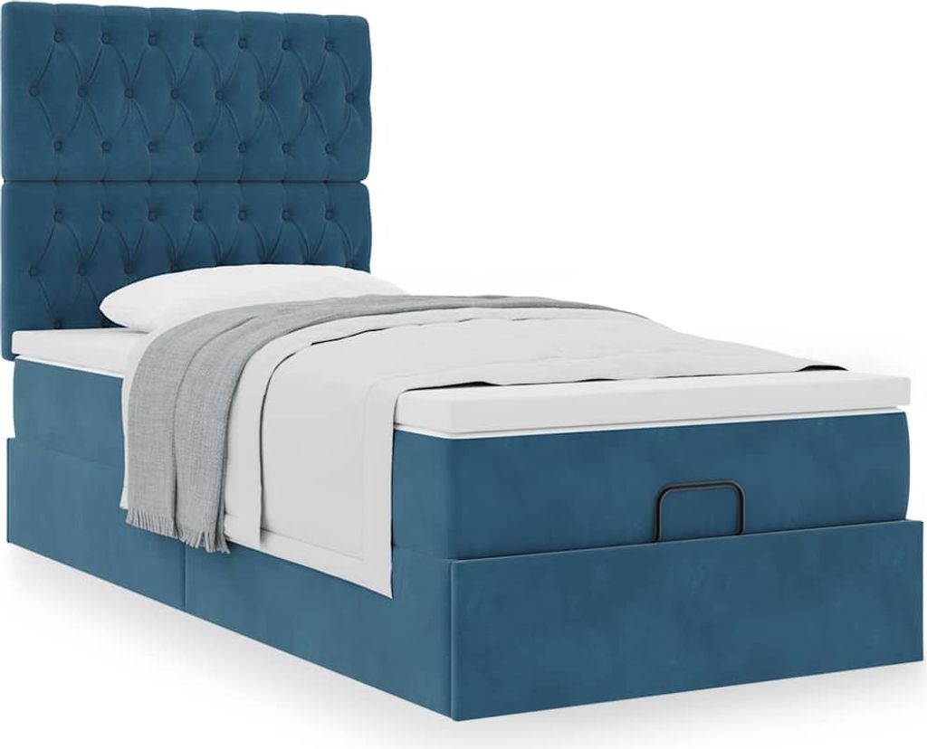 Maison Exclusive - Ottoman-Bett mit Matratzen Dunkelblau 80x200 cm Samt